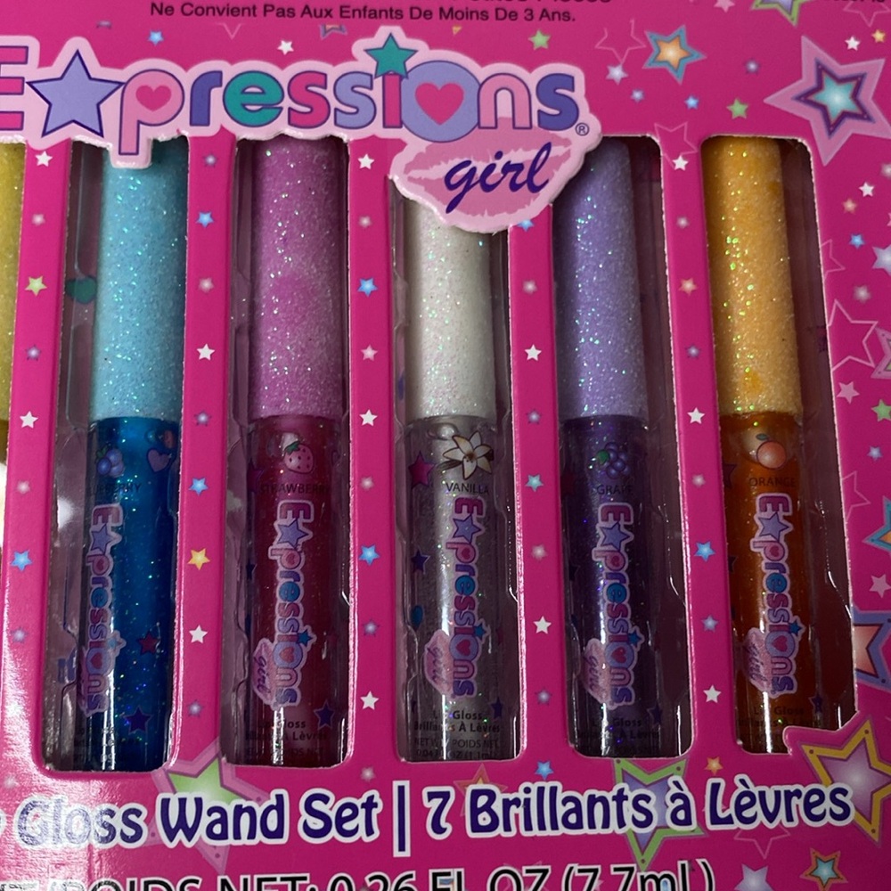 Expressions 7pc Fruity Flavored Lip Gloss‎ Set in Assorted Non Toxic Kids New - Picture 3 of 4
